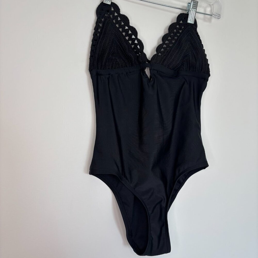 NO BOUNDARIES NEW Cheeky High Leg Easy Breezy 1 Piece Bathing Suit WomenXS Black